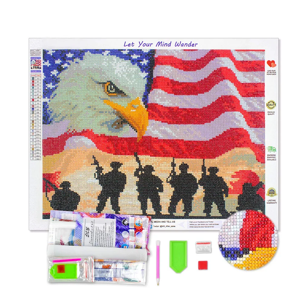 
Round Full Diamond 5d Diamond Painting American Bald Eagle Diy Diamond Embroidery Kit Home Decoration Ornaments 