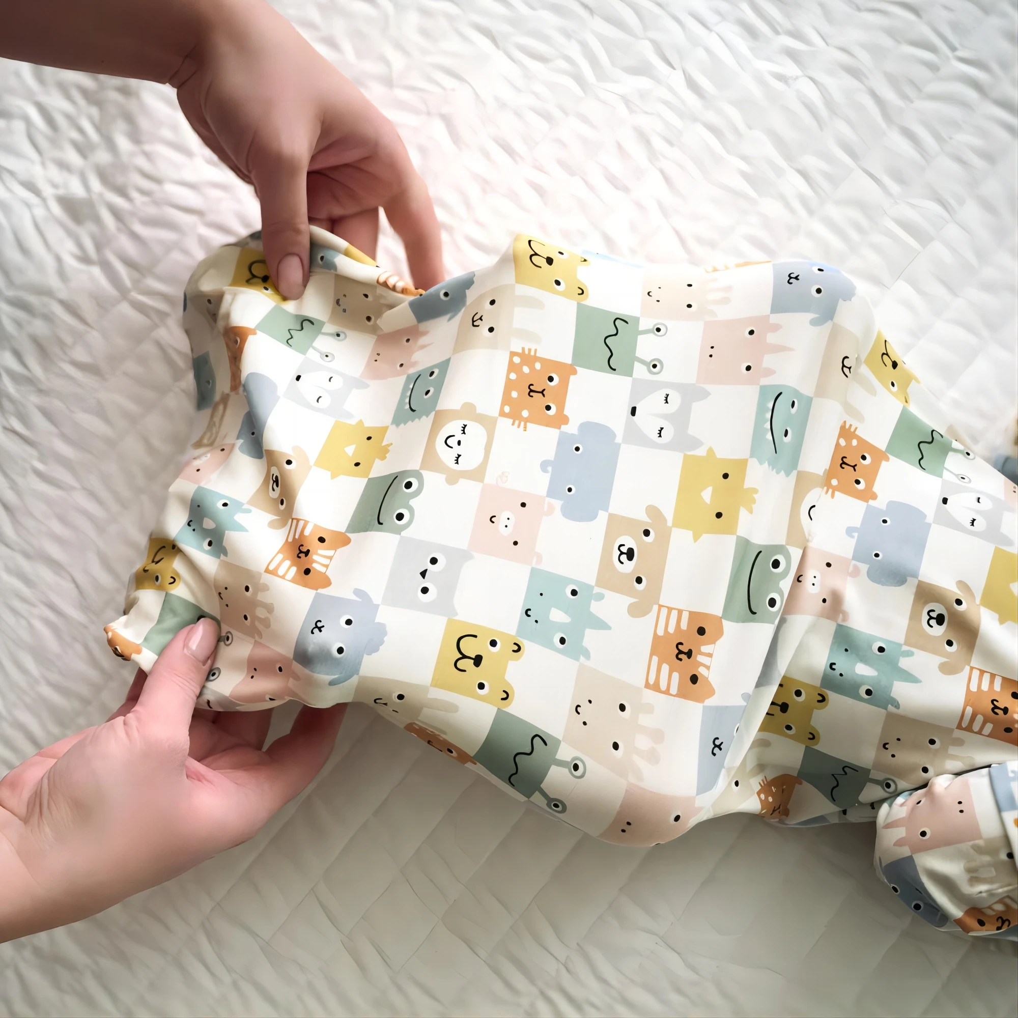 Newborn Swaddle Wrap Infant Clothes Soft 95% Bamboo 5% Spandex Animal Pattern Breathable Fiiendly Skin
