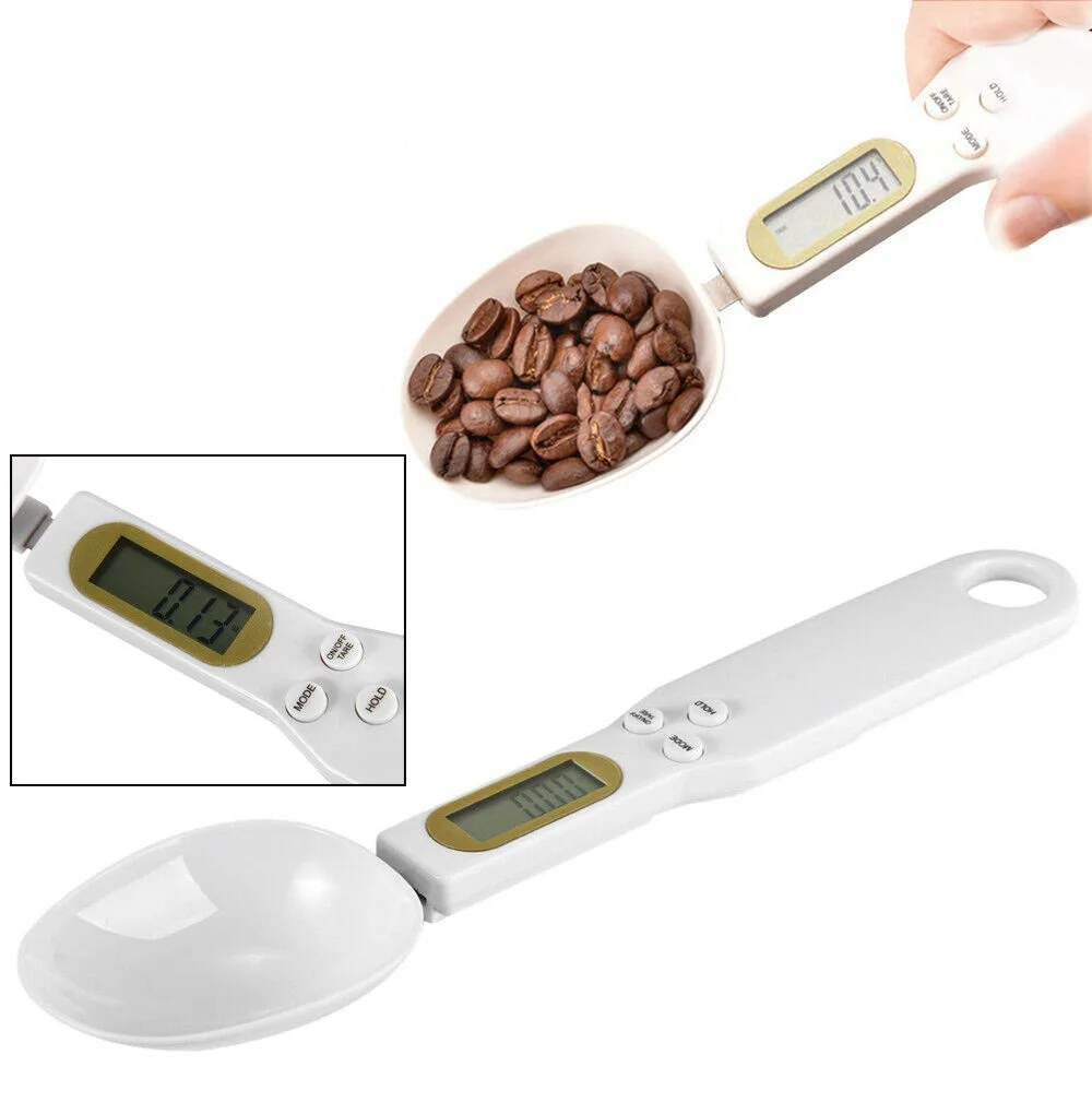 portable mini gold measuring coffee spoon  with scale white digital food  electronic kitchen weight scale  measuring spoon