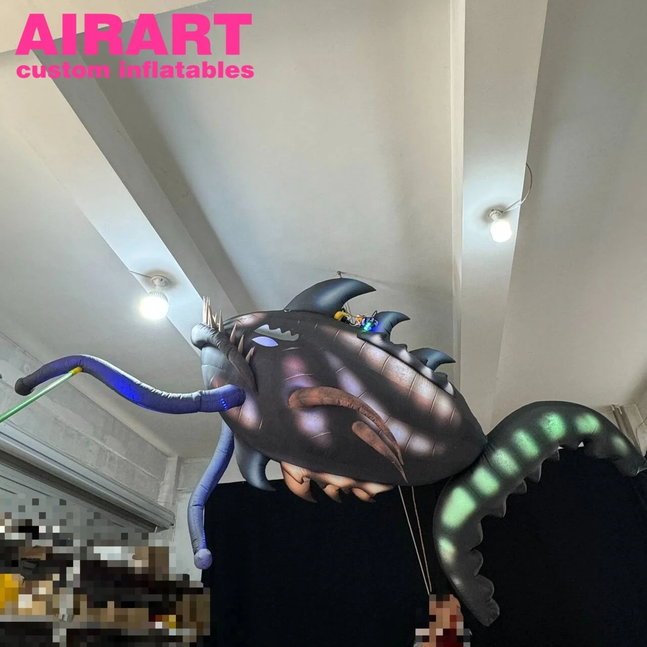 Interior decoration inflatable sea themed fish, white inflatable manta rays for display