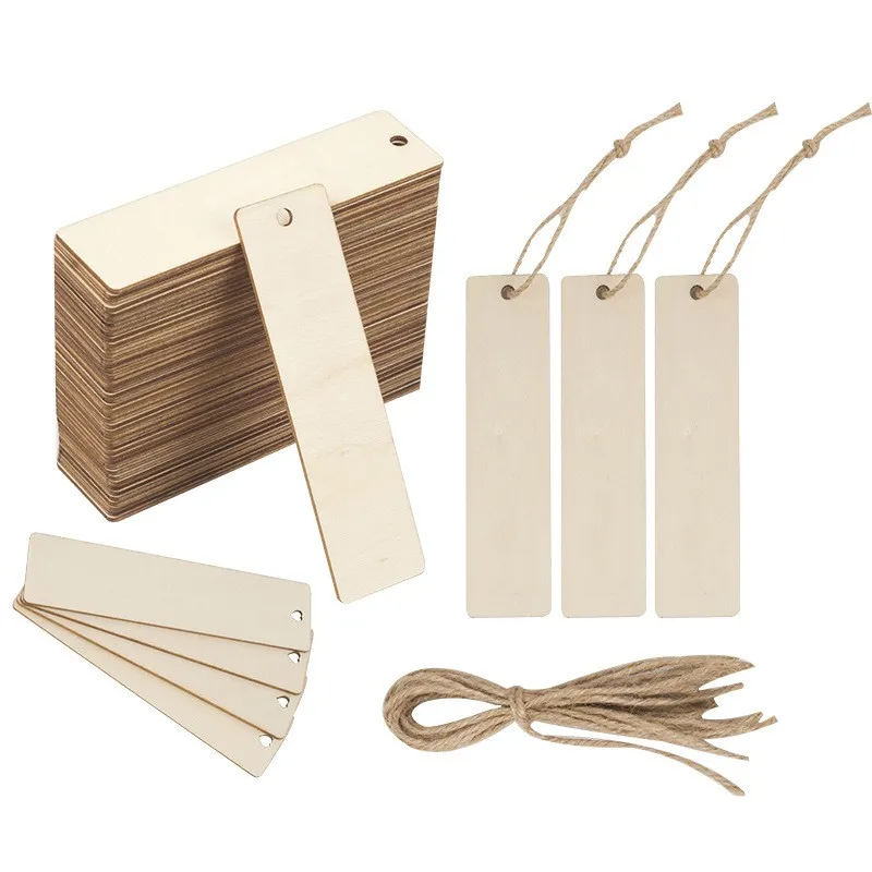 Decorate craft Custom Laser logo Blank wooden bookmark with tassels