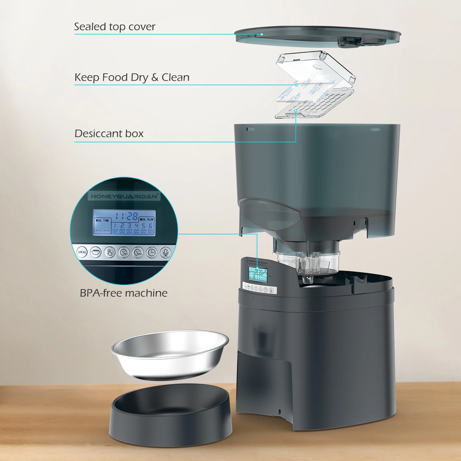 Popular Version Automatic Pet Cat Feeder Surefeed Wifi APP Control Camera Video Feeder with 7l Container for Medium Dogs Cats