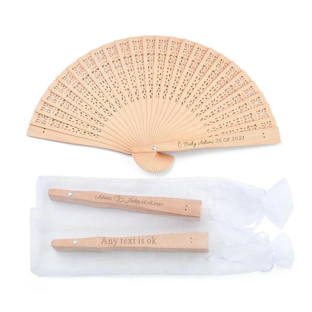 Dropshipping Personalized Engraved Wood Folding Hand Fan Wedding Personality Fans