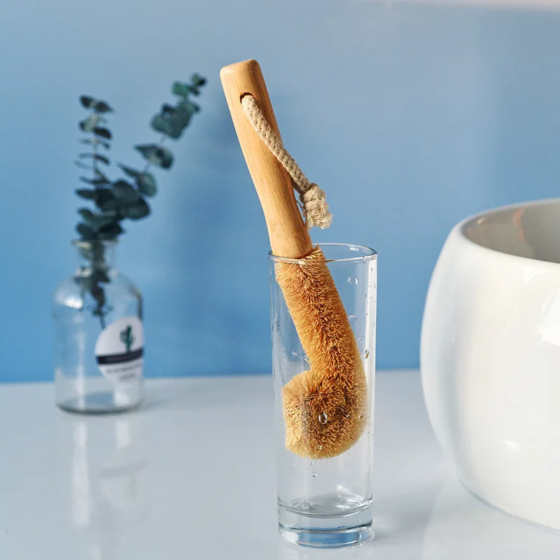100% Biodegradable Zero Waste Natural Vegan Eco Friendly Palm Wooden Wood Bamboo Pot Bottle Kitchen Cleaning Brush