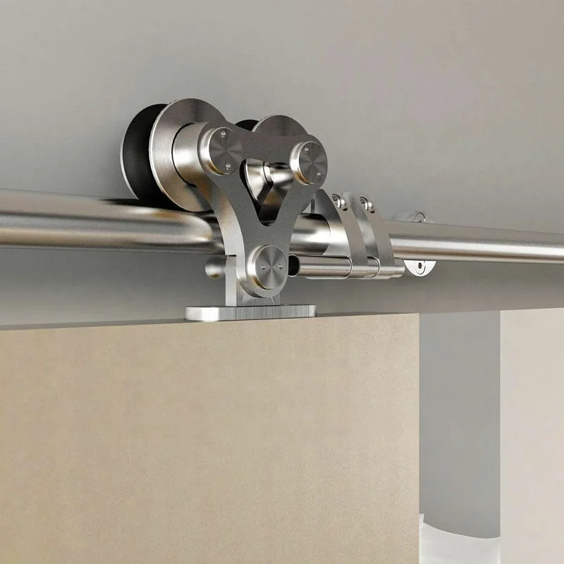 Isure Top mounted stainless steel double head hollow roller sliding barn door hardware