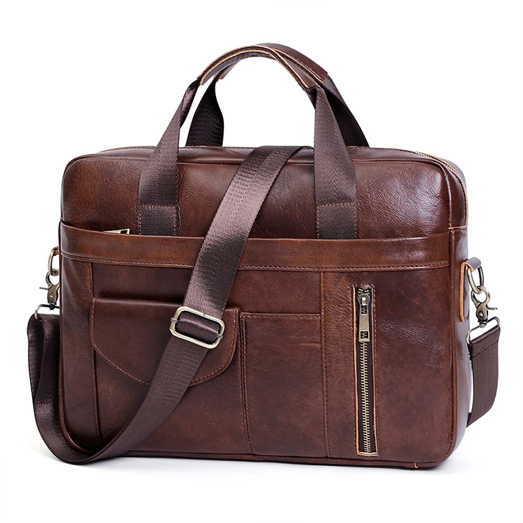 New Mens Leather Business Briefcase Casual Cowhide Shoulder Bag Messenger Men Laptop Handbag Mens Genuine Travel Bags