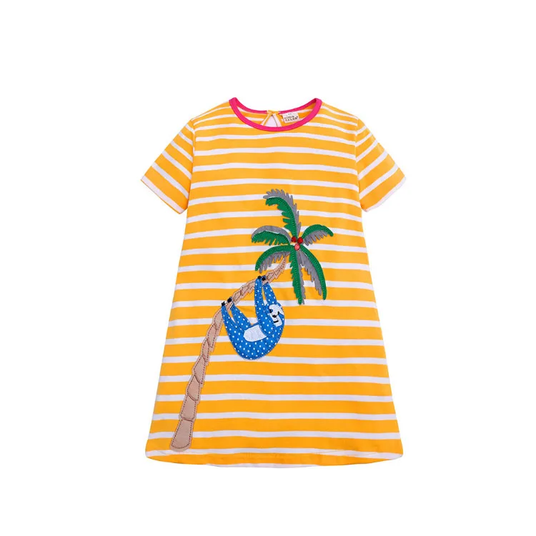 
Wholesale summer new kids clothes short sleeve monkey printed casual girls princess dress 