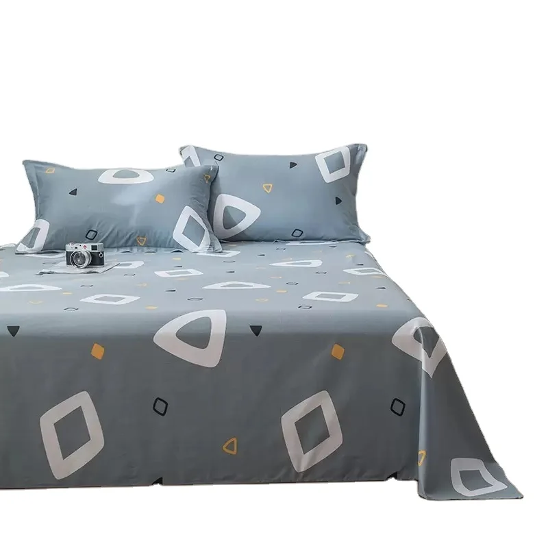 Custom wholesale personalized flat sheet high quality print 100% cotton bedsheet