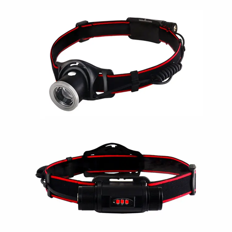 USB Rechargeable 600 Lumen Zoomable Running Headlamp IP65 Outdoor Waterproof Safety Search Rescue Hunting Red Warning Rear Light