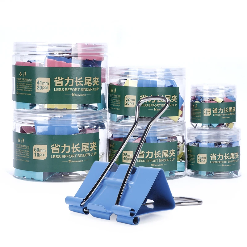 Tenwin 1321 Factory Wholesale Less Effort Manufacture Large Metallic Color Jumbo Big Custom Paper Folder Binder Clip 50mm