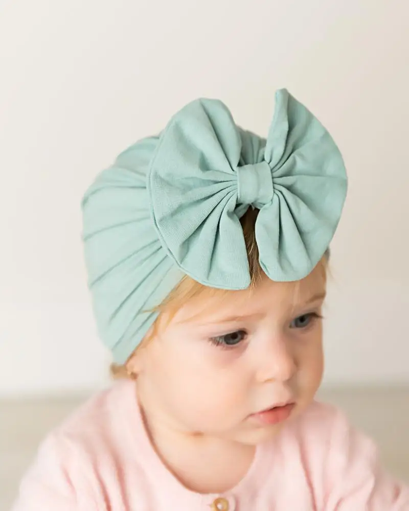Muslim pure cotton turban for children baby hood cap baby bowknot hat boho Indian hat spring and summer