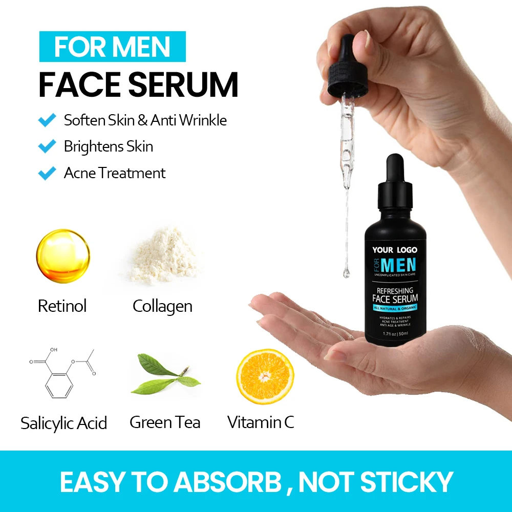 Private Label Mens Skin Care Facial Cleanser Wash Anti Aging Moisturier Cream Skin Care Set Face For Black Men