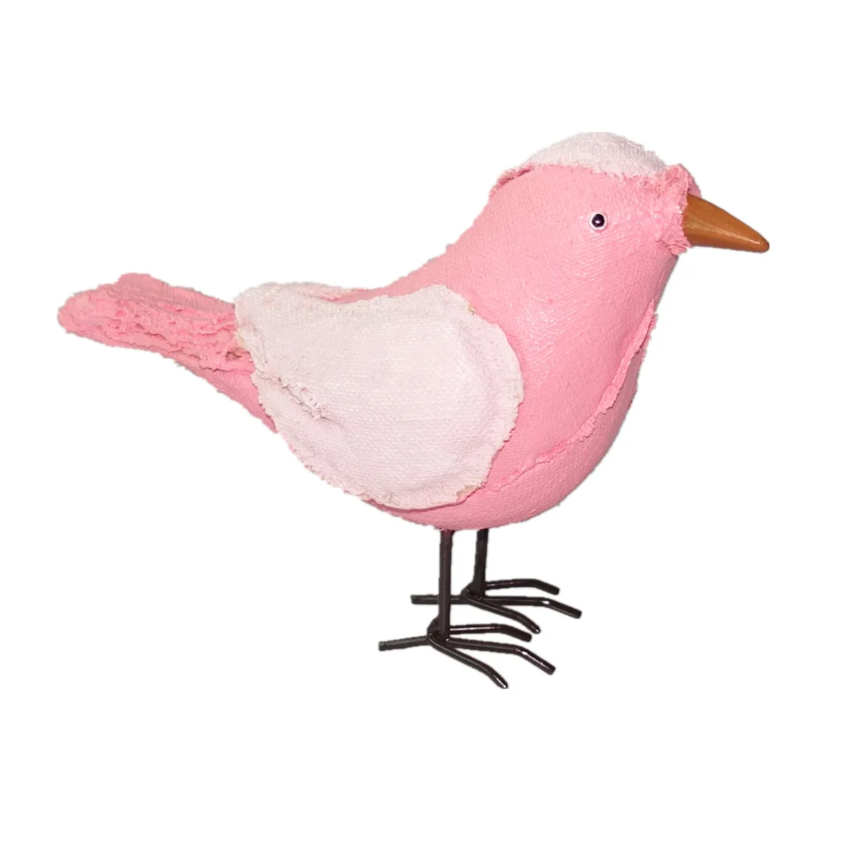 Статуэтка птицы из смолы с эффектом ткани 6,5 дюйма, льняная скульптура с металлическими ножками