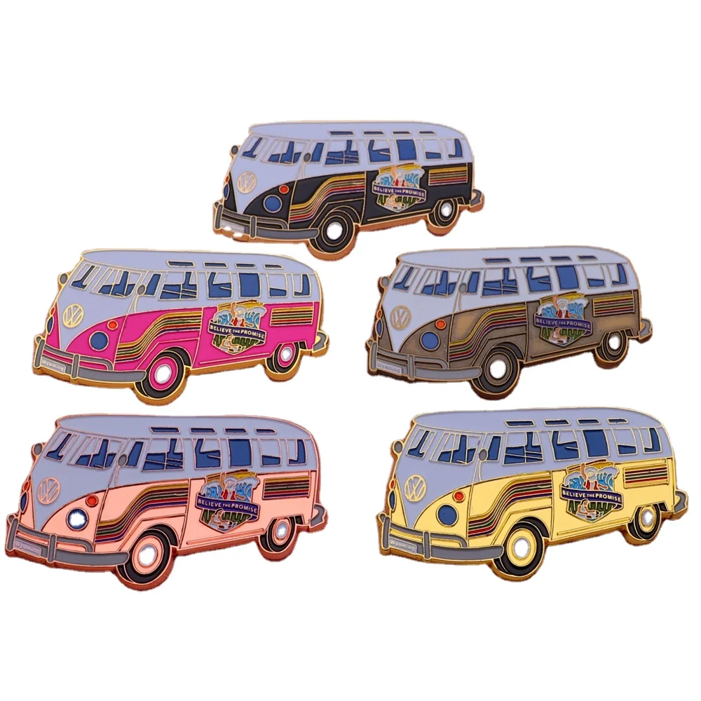 Popular  High Quality Soft Enamel Custom Sticker Metal Double Decker Bus lapel pin