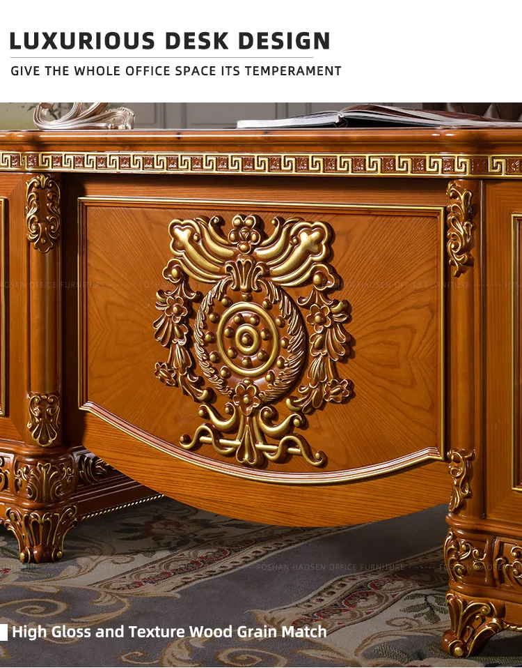 HAOSEN 0836 office furniture director executive table writing desk Handmade sculpture