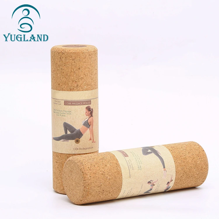 High Density Natural Material  customised logo muscle massage foam roller cork