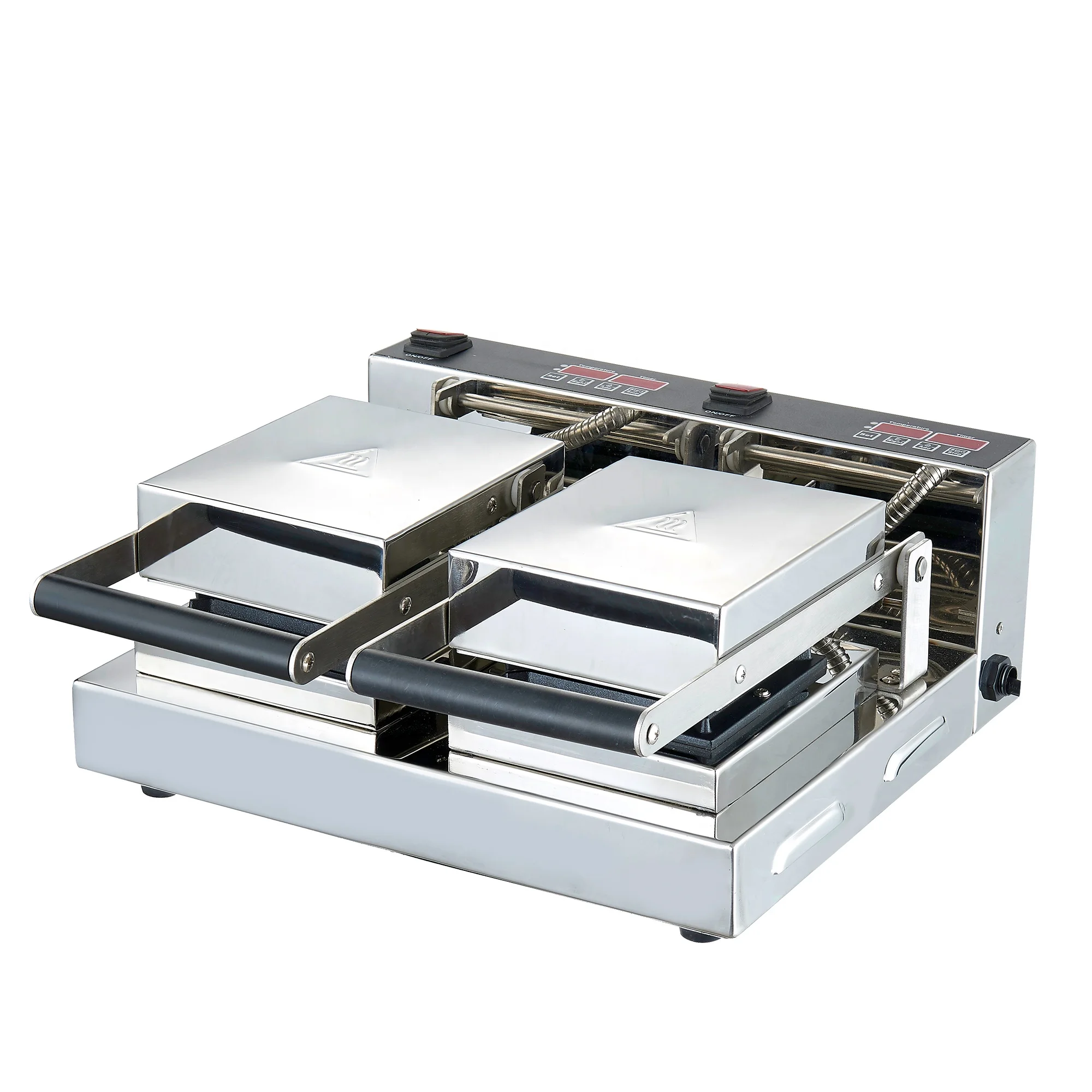 Low MOQ Commercial Stainless Steel Double Square Waffle Sandwich Maker Breakfast Mini Sandwich Machine