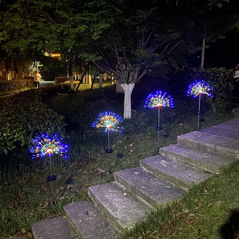 LED Christmas Outdoor Solar Garden Lights 105 LED Solar Powered Decorative Stake Landscape Flowers Fireworks Light