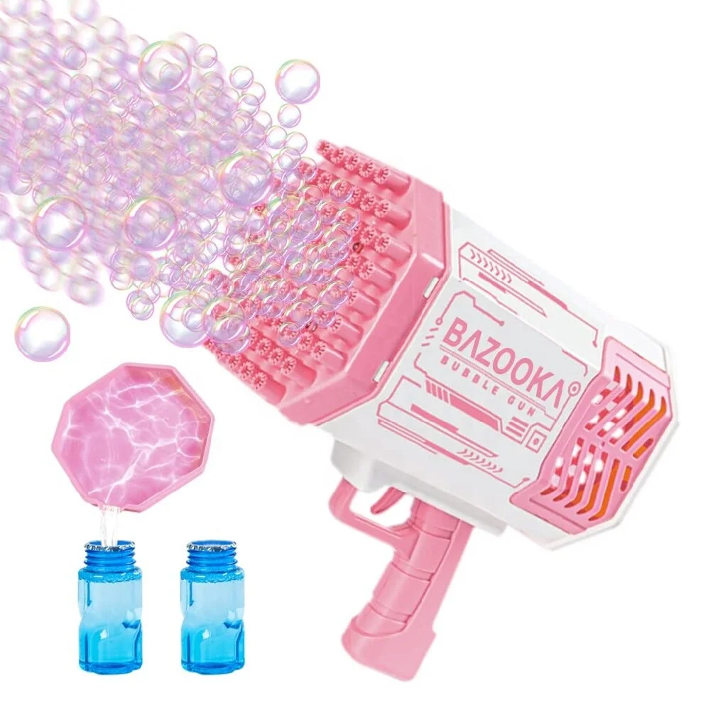 69 Hole Bazooka Bubble Gun with 2 Bottles of Liquid for Children Adults & Indoor and Outdoor Birthday Wedding Party Events