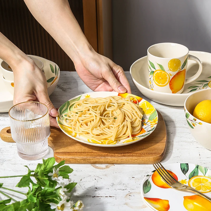 Creative decal restaurant hotel tableware wedding serving bowls plates sets dinnerware ceramic dinnerware sets