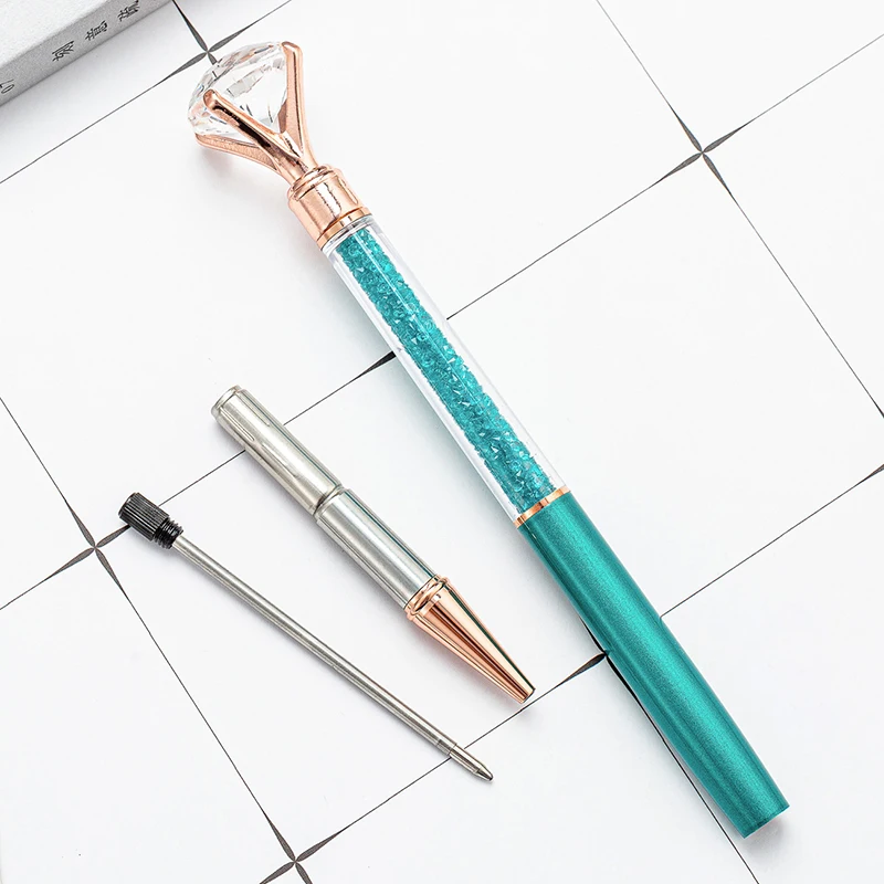 Personalized Promotional Big Diamond Crystal Metal Ballpoint Pen for Retail Gift