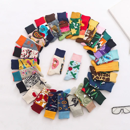 YQ12 custom funny cartoon cute socks cotton  business comfortable colorful summer women socks