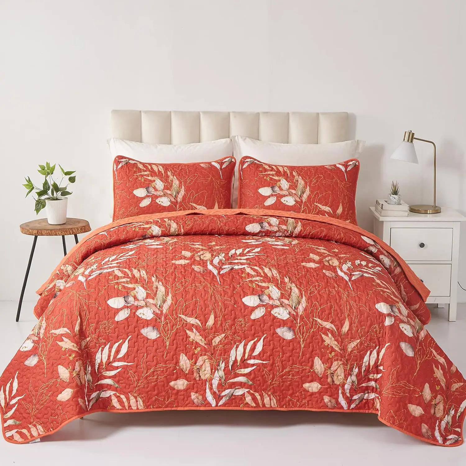 Red color King Size Comforter Set Embossed Solid Color 100% Cotton Quilted Quilt for All Season