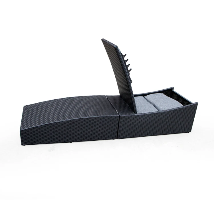 
Outdoor rattan chair lounge hotel recliner chair with storage function 