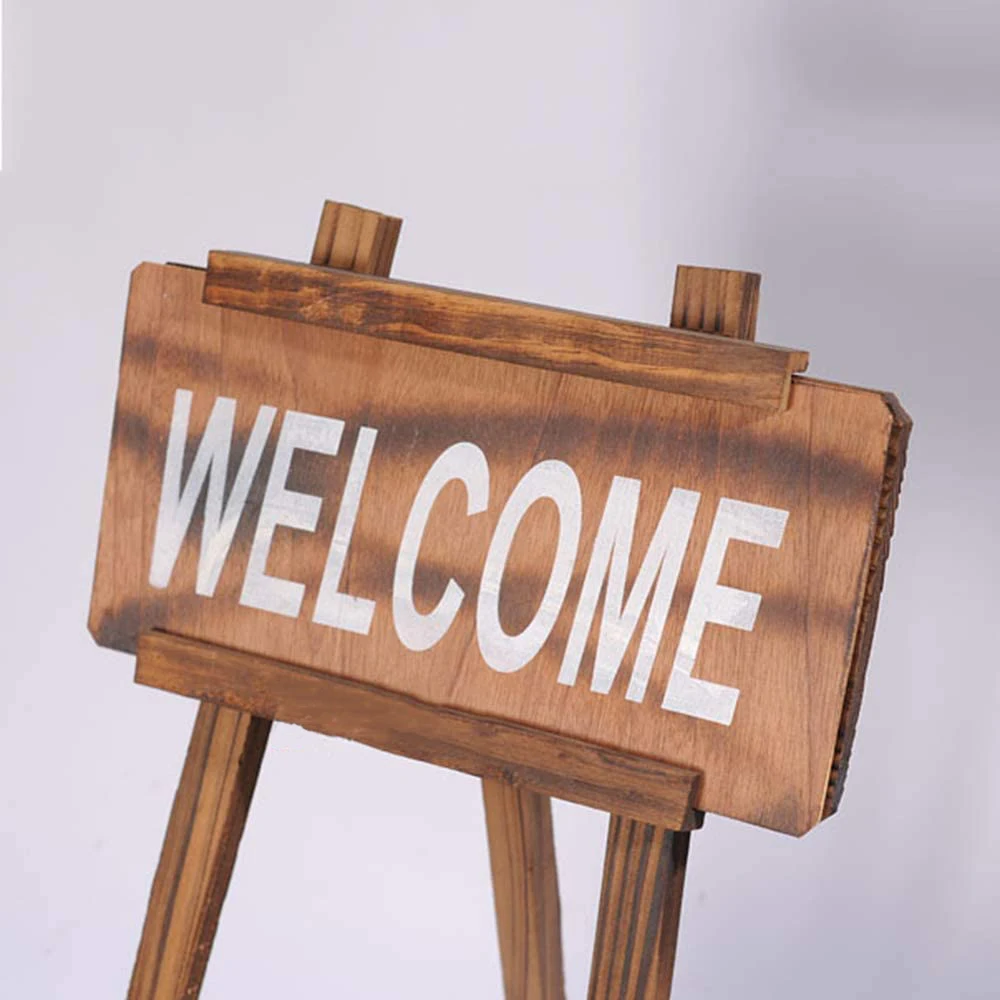 
Vintage Style Flower And Plant Easel Stand Wooden Shelf Wood Flower Pots and Decoration For Home With Wood Sign 