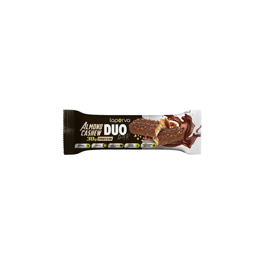 high quality chocolate protein bar food LAPERVA ALMOND CASHEW DUO BAR 90G 18 pcs per box