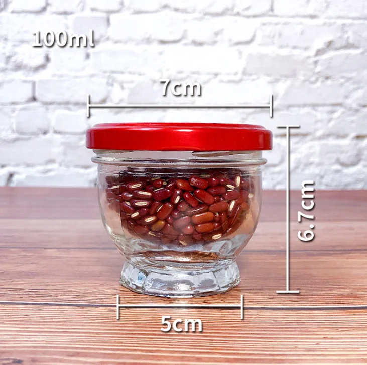 50 ml 75 ml 100 ml food storage honey bee sauce cubilose swiftlet bird nest soup storage glass bottle with red metal seal cap