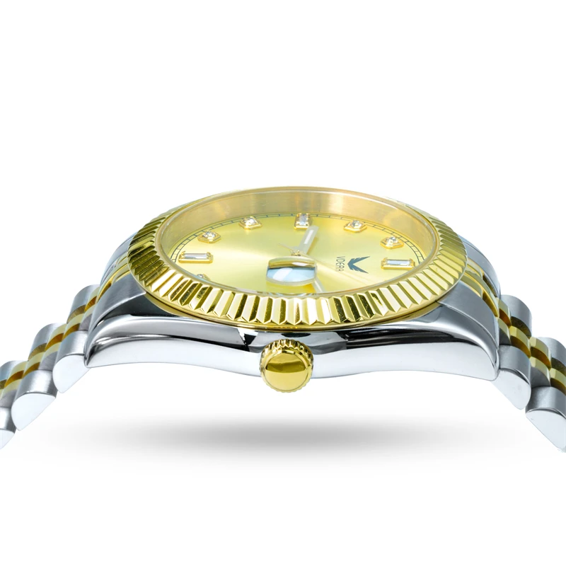 Luminous Water Proof Date Day Crystal Mens Automatic Self Wind Custom Watch Unique Relojes