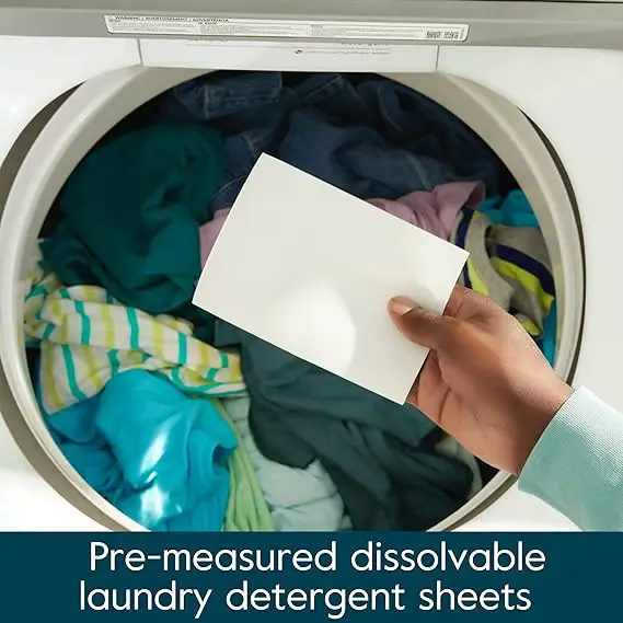 Fresh Linen Scent Washing Detergent Strips, Compact Lightweight Liquidless Eco-Friendly Hypoallergenic Portable Soap Sheets