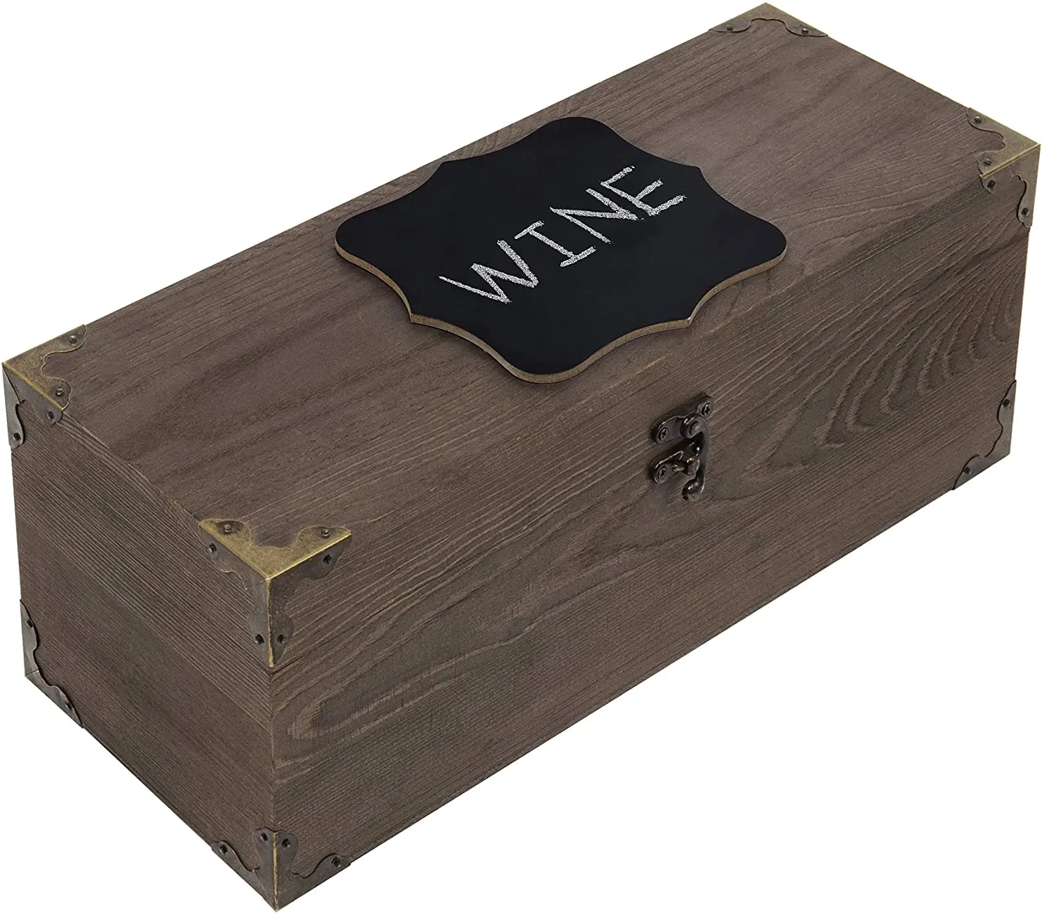 Деревянный кейс для хранения вина, деревенский темно-коричневый Деревянный кейс для одной бутылки вина, Подарочная коробка с ярлыком для меловой доски