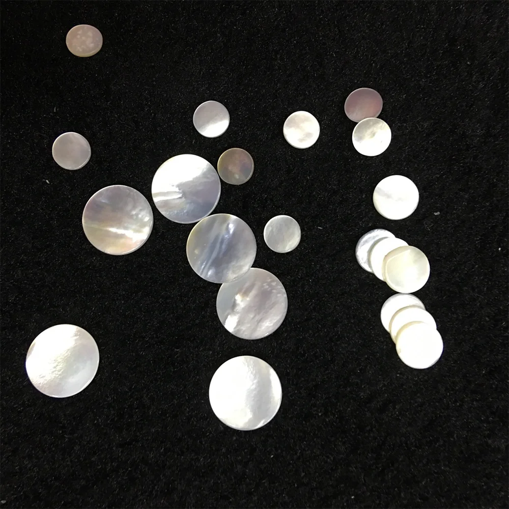 Accept Custom White MOP Round Discs Double Flat Round Natural White Mother of Pearl Shell Stones