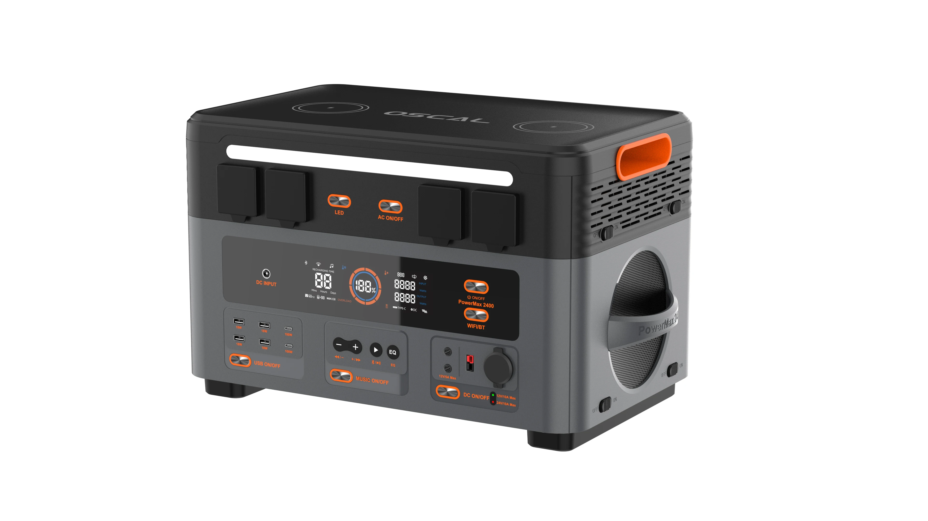EU Stock PowerMax 2400 портативная электростанция 2400Wh 1872Wh LiFePO4 с расширяемым управлением через приложение поддержкой Wi-Fi BT-динамик