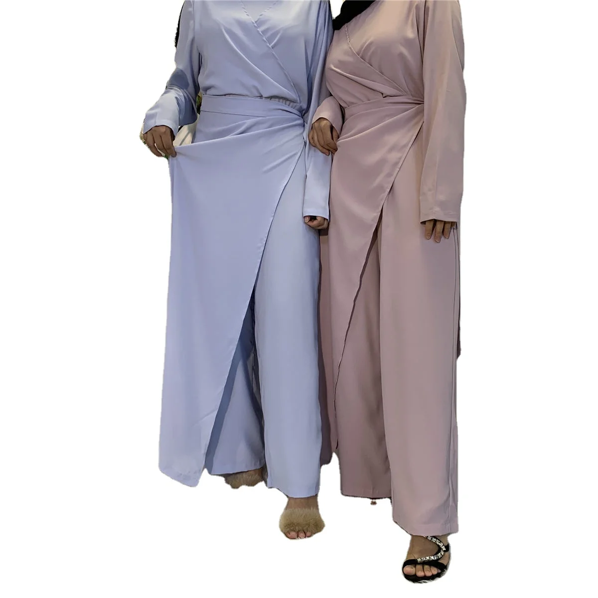 V-neck women Islamic patchwork clothes female solid color Muslim jumpsuits adults one-piece clothing sets