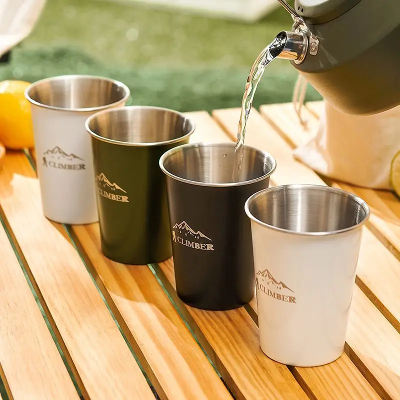 Beer cup 304 stainless steel water cup Couple with portable camping Coffee milk cup set outdoor