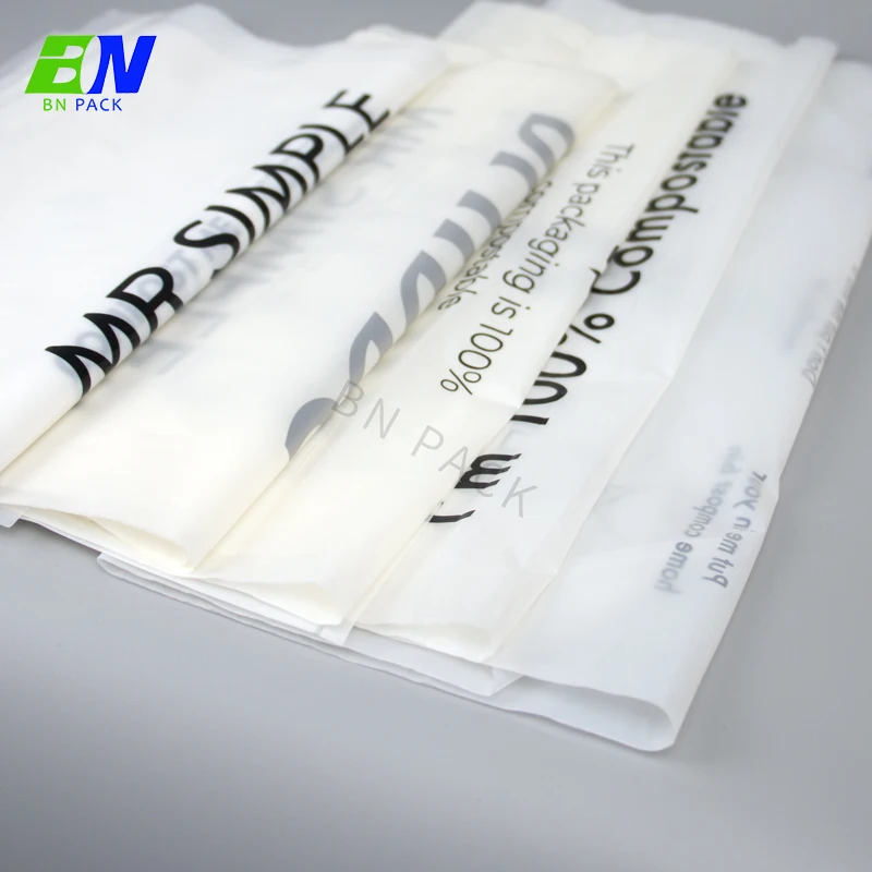 Frosted surface compostable poly biodegradable cloth zipper bags t-shirt bags plastic
