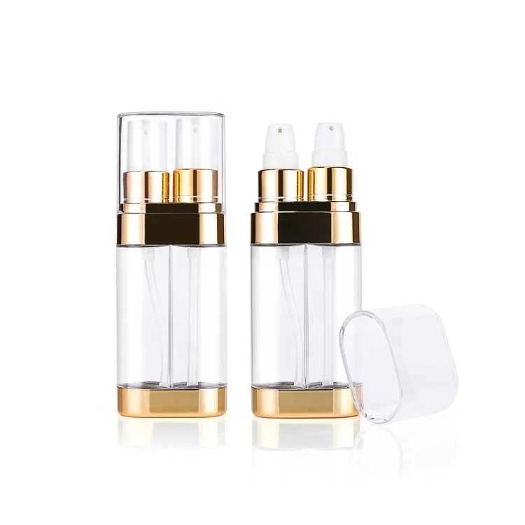 Empty Double Tube Dual Chamber 30ml 50ml Multi Chamber 2 in 1 Bottle Plastic Cosmetic Airless Lotion Pump Bottles