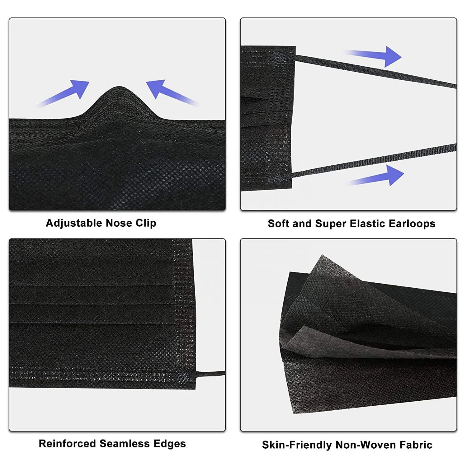 YIYA Wholesale  3 ply type IIR CE black logo custom anti-microbial Surgical Disposable Medical Face Mask  sterile with ear loop