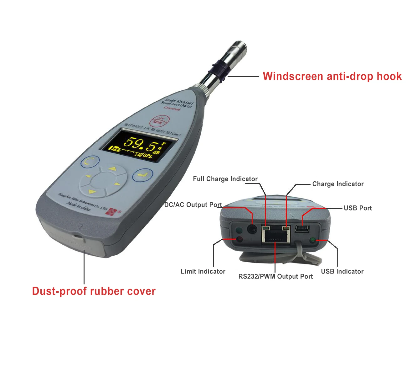 Professional sound noise level meter Measuring Range 25dBA-140dBA   Class 1 High Accuracy Model AWA5661-1