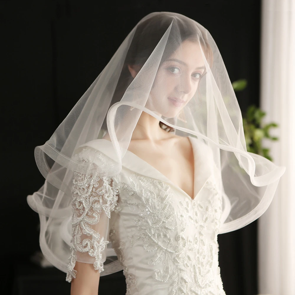 Fashion Women Party&Show Veils Vintage Double Hemmed Metal Hair Comb Bridal Veils