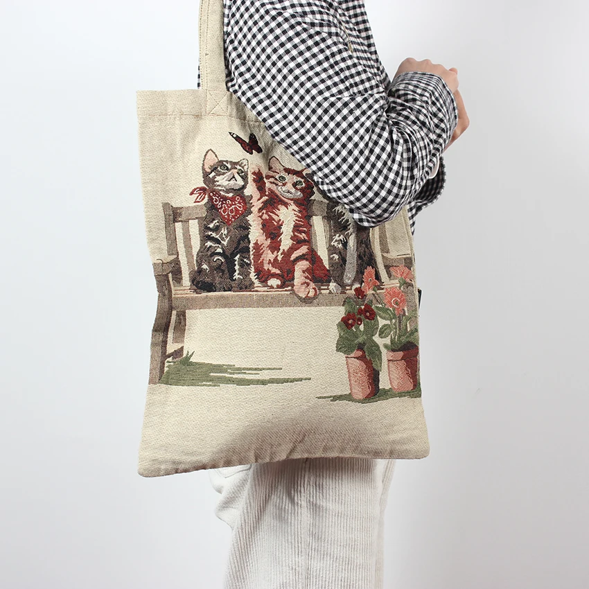 Wholesale Handbags For Women Ladies Cotton Customized Designer Handbags Tapestry shopping tote bag