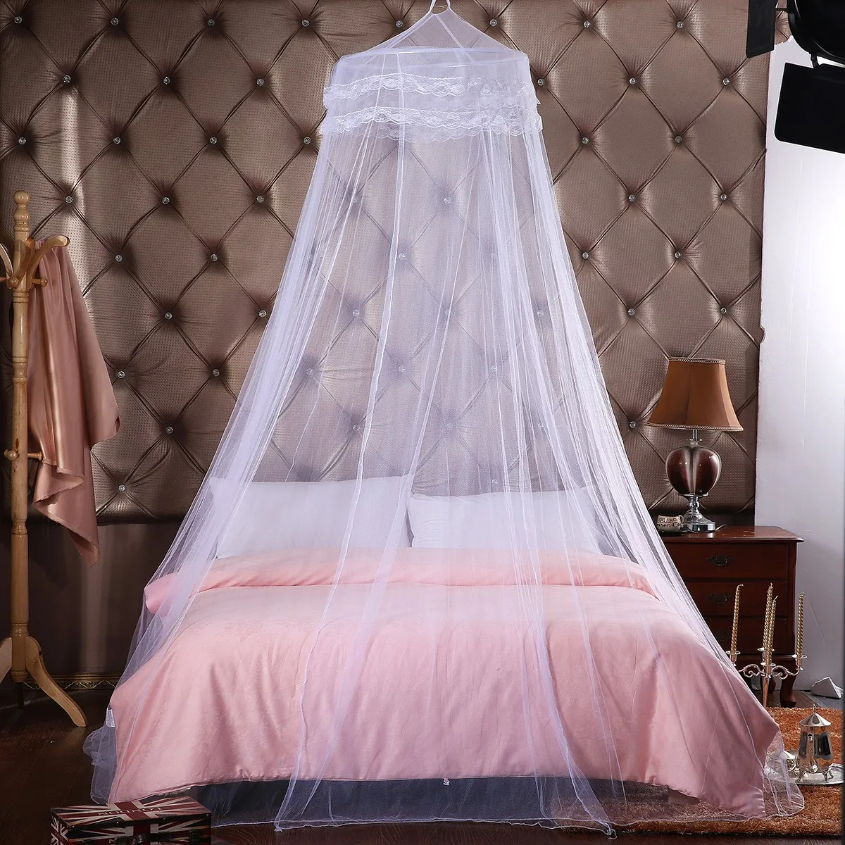 Большой Размер полиэфирный обруч конический потолочный противомоскитная сетка навес для взрослых с всплывающим стальным кольцом