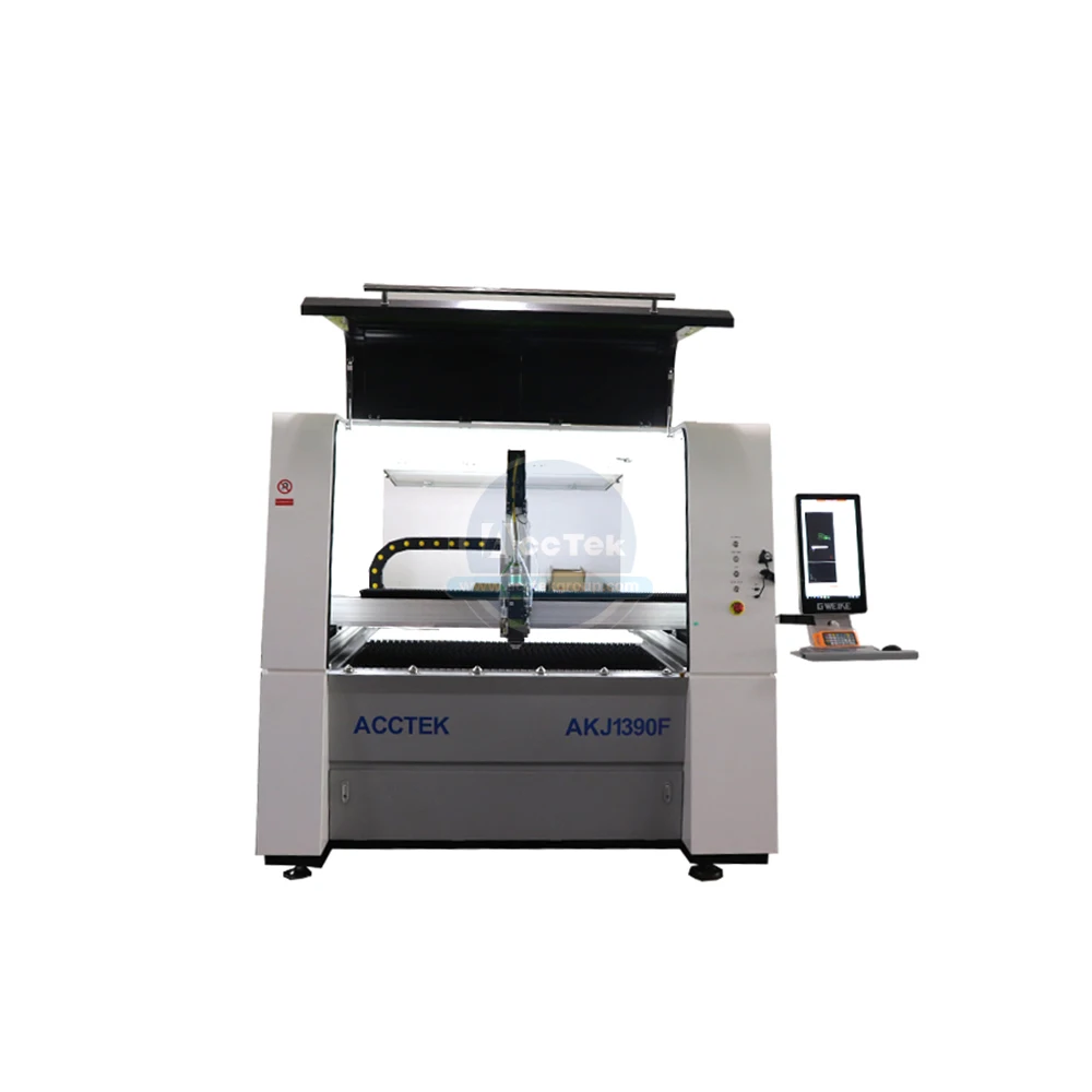 Волоконный лазерный станок с ЧПУ с контроллером cypcut и фирменной режущей головкой WSX/волоконный лазер с ЧПУ AKJ1390F с хорошим послепродажным обслуживанием