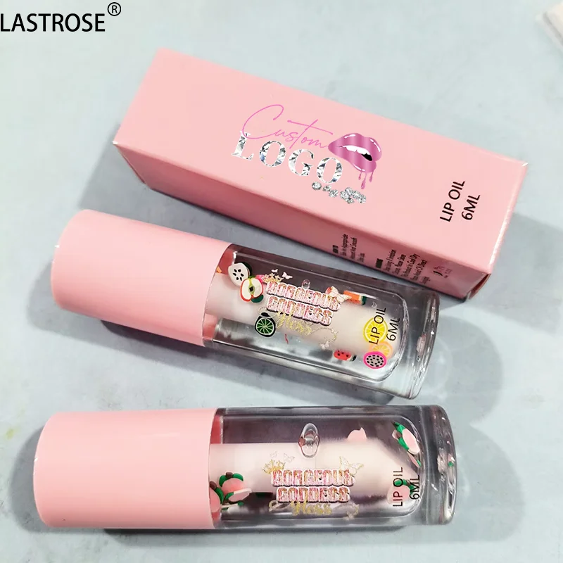 Private Label Vegan Crystal Makeup Lip Gloss with Fruit Flavor Cute Colorful Lip Oil Featuring