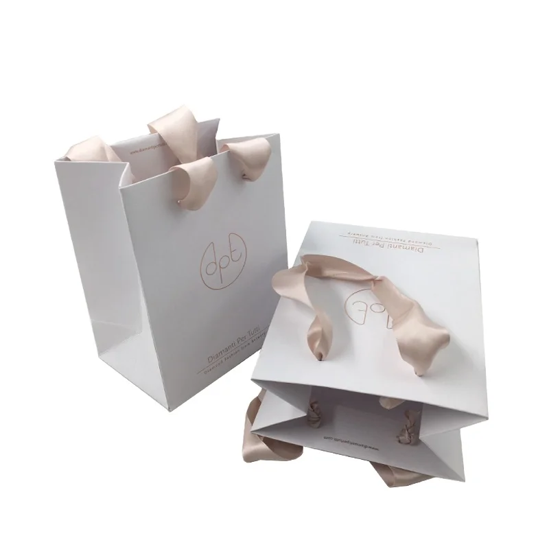 Shopping Paper Bag Printing Ribbon Luxury Paper Bag Custom Ribbon Luxury Paper Bag Custom for food