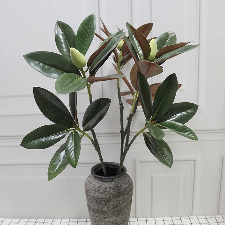 Hot selling ins style Artificial magnolia branch for Wedding Home Garden Decoration artificial magnolia leaf stem