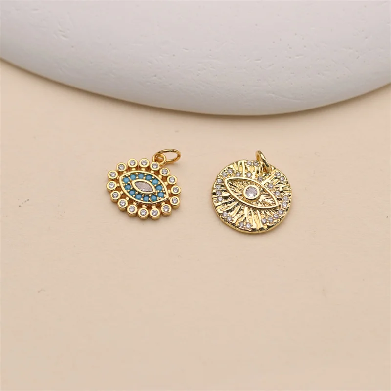 High Quality Nickel Free Anti Fading 18k Gold Plated Oval Eye Charms For Jewelry Necklace Making